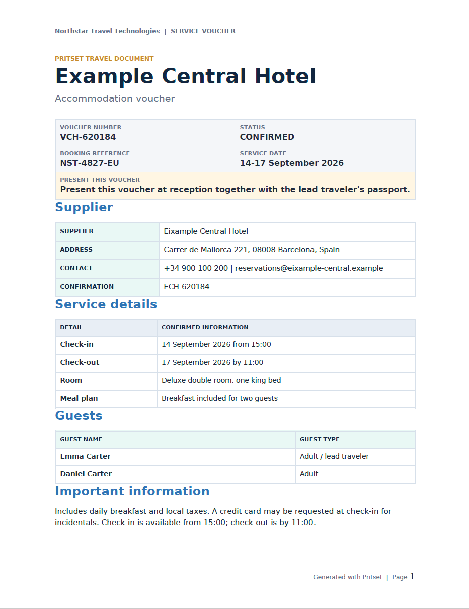 Generated universal service voucher